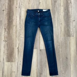 Rag & Bone Skinny Jeans Low Rise Whiskering Denim Los Feliz Dark Wash Size 26